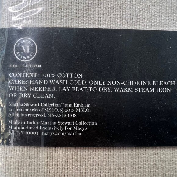 Martha Stewart Table Runner White Block Two Tone Flax Natural Beige 14x72 - Picture 5 of 8